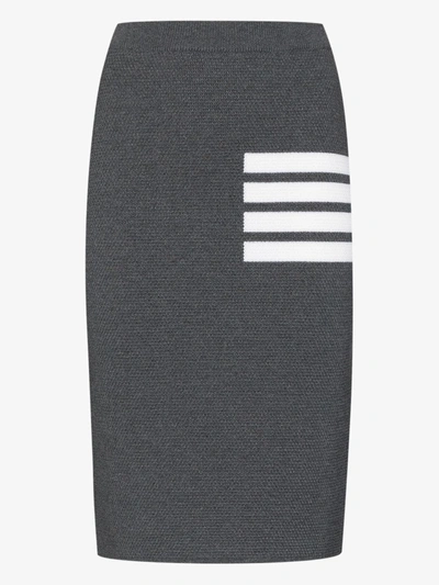 Shop Thom Browne 4-bar Stripe Wool Pencil Skirt In Grey