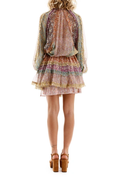 Shop Zimmermann Floral Mini Dress In Spliced