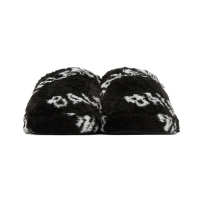 Shop Balenciaga Black And White Faux-fur Home Slippers In 1090 Blkwht