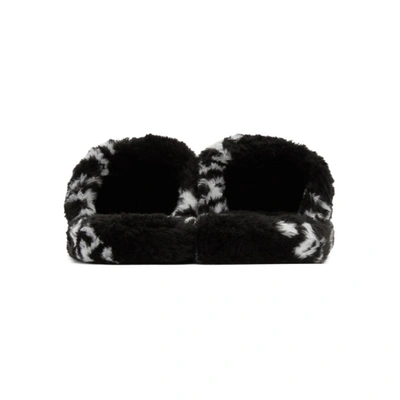 Shop Balenciaga Black And White Faux-fur Home Slippers In 1090 Blkwht