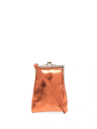 Shop L'autre Chose Mini Metallic Leather Bag In Orange