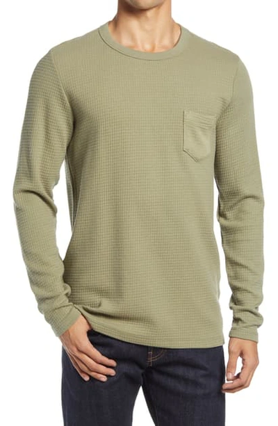 Shop Marine Layer Thermal Crewneck Pullover In Vetiver