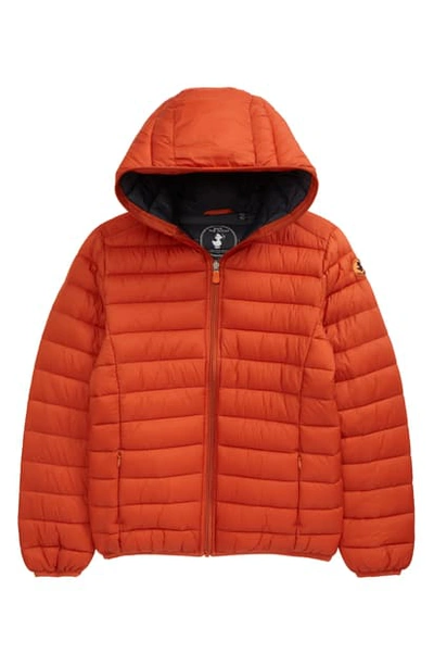 Shop Save The Duck Kids' Giga Water Repellent Hooded Puffer Jacket In 1616 Ginger Orange