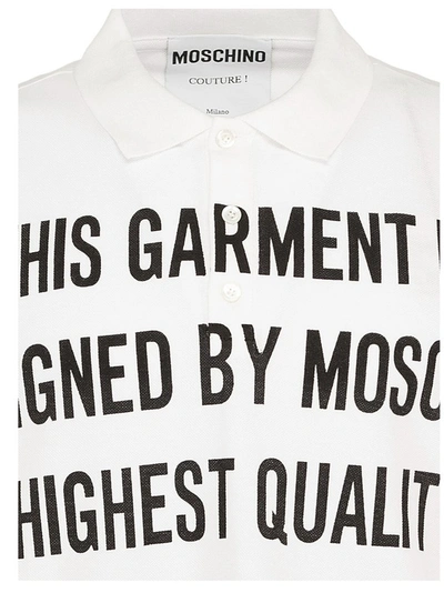 Shop Moschino Printed Polo Shirt In White