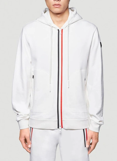 Shop Moncler Zip Up Hooded Sweatshirt In White