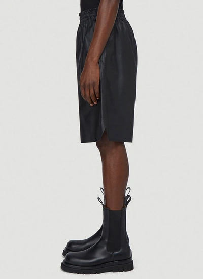Shop Bottega Veneta Leather Shorts In Black