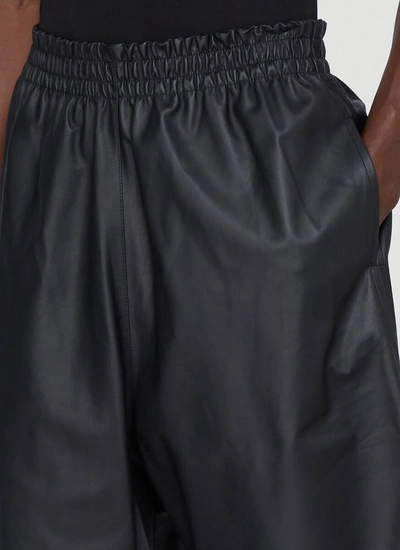 Shop Bottega Veneta Leather Shorts In Black
