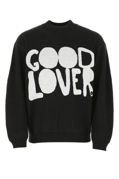 Shop Valentino Good Lover Intarsia Pullover In Black