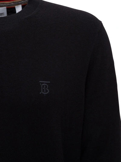 Shop Burberry Monogram Embroidered Sweater In Black