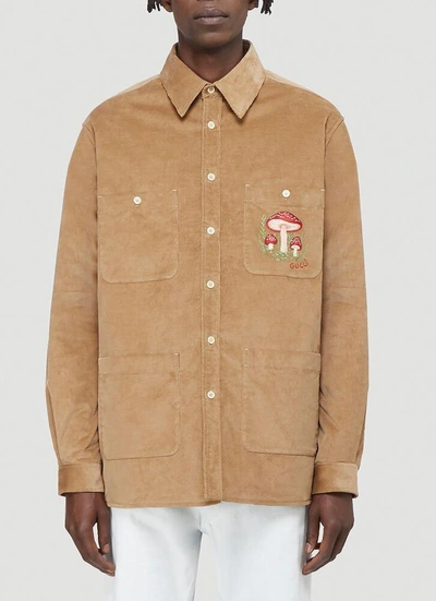 Gucci Mushroom-embroidered Corduroy Shirt Jacket In 9727 Saturn | ModeSens