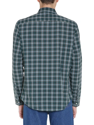 Shop Kenzo Checked Slim Fit Shirt In Green