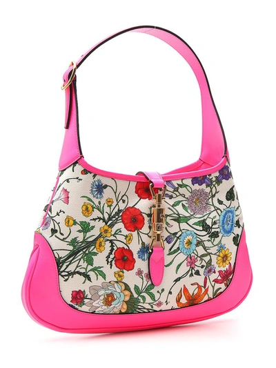 Shop Gucci Jackie Medium Floral Print Shoulder Bag In Multi