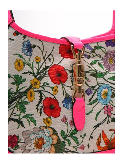 Shop Gucci Jackie Medium Floral Print Shoulder Bag In Multi