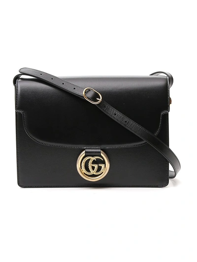 Shop Gucci Logo Plaque Shoulder Bag In Black