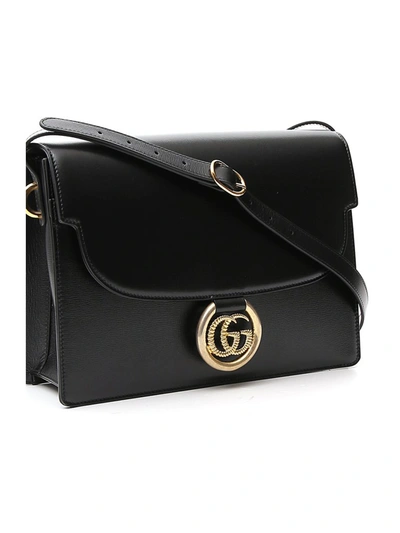 Shop Gucci Logo Plaque Shoulder Bag In Black