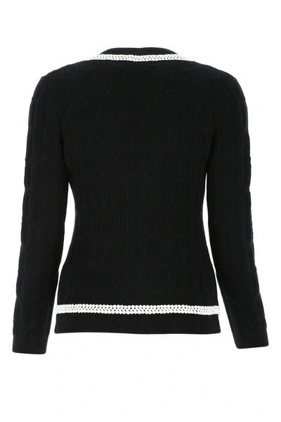 Shop Moschino Contrast Icing Trim Knit Cardigan In Black