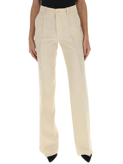 Shop Gucci High Waisted Flare Pants In Beige