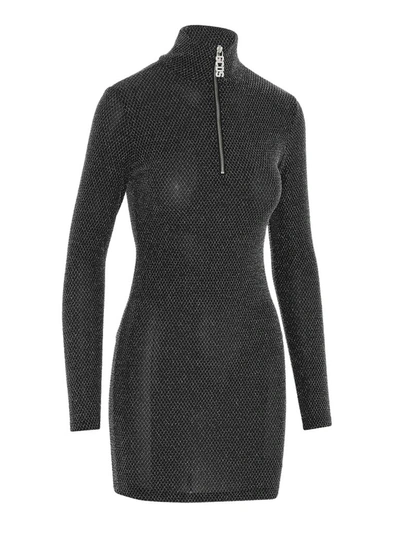 Shop Gcds Glitter Fitted Dress In Black