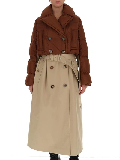 Shop Burberry Layered Puffer Trench Coat In Multi