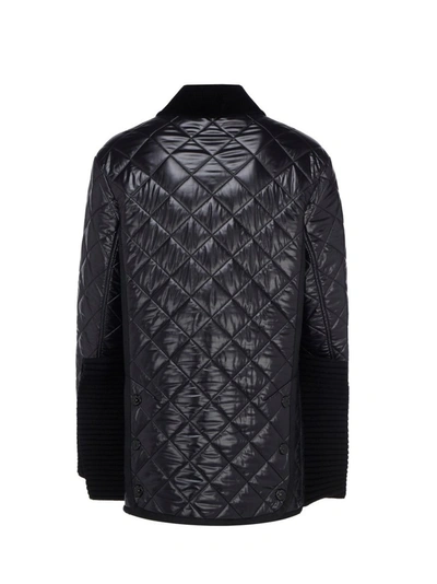 Shop Burberry Diamond Quilted Coat In Black