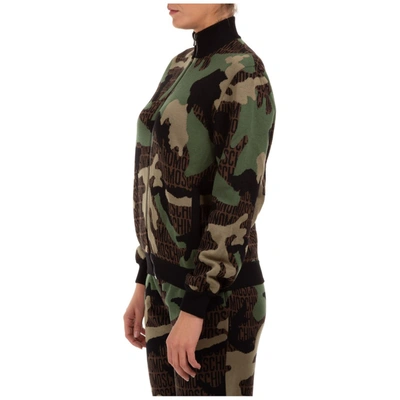 Shop Moschino Logo Camouflage Knit Jacket In Multi