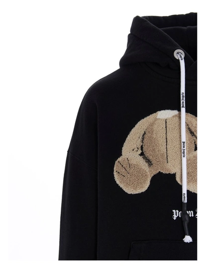 Shop Palm Angels Teddy Bear Embroidered Hoodie In Black