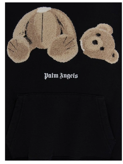 Shop Palm Angels Teddy Bear Embroidered Hoodie In Black