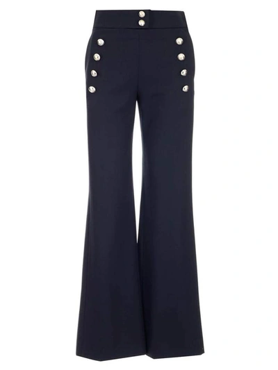 Shop Chloé Buttoned Flared Trousers In Navy