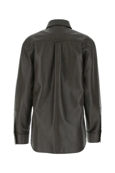 Shop Bottega Veneta Leather Shirt Jacket In Brown