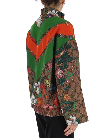Shop Gucci Gg Supreme Floral Print Zipped Jacket In Multi