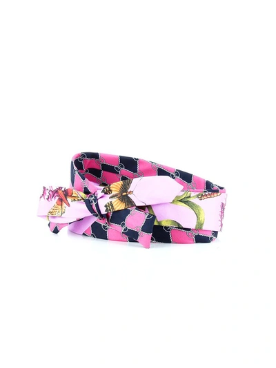 Shop Gucci Printed Bow Detail Headband In Multi