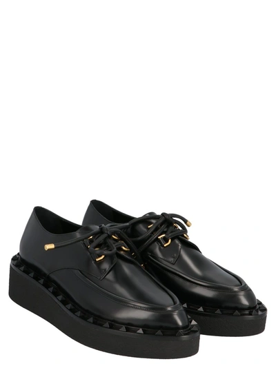 Shop Valentino Garavani Rockstud Derby Shoes In Black