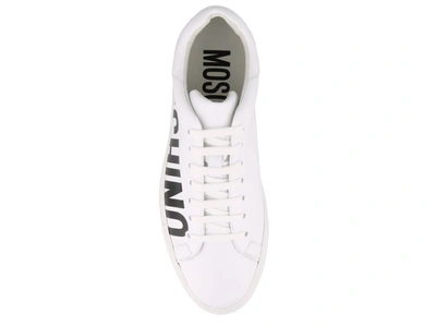 Shop Moschino Logo Printed Lace In White
