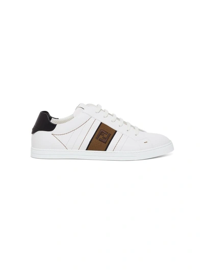 Shop Fendi Ff Motif Embroidered Sneakers In White