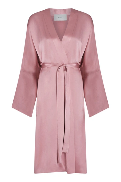 Shop Asceno Athens Dusty Rose Silk Robe In Printed
