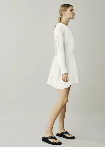 Shop Asceno Santorini Lemon Short Organic Linen Dress In Printed