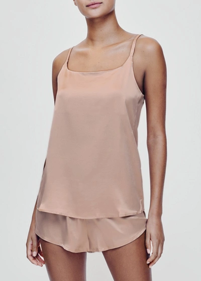 Shop Asceno Venice Pale Blush Silk Sleep Shorts In Pink