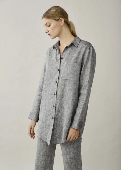 Shop Asceno Milan Charcoal Organic Linen Shirt In Grey