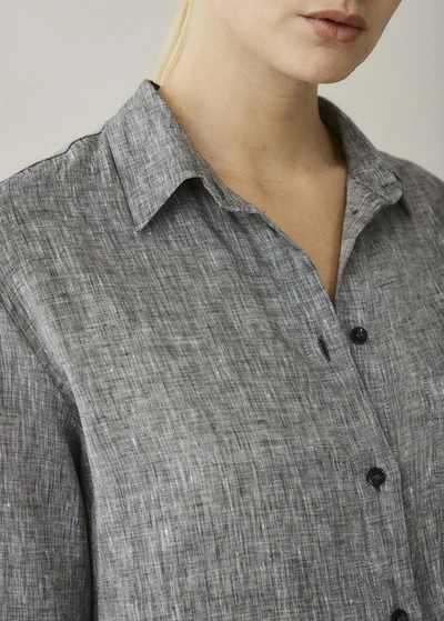 Shop Asceno Milan Charcoal Organic Linen Shirt In Grey