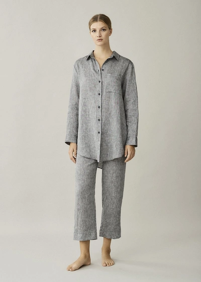 Shop Asceno Milan Charcoal Organic Linen Shirt In Grey