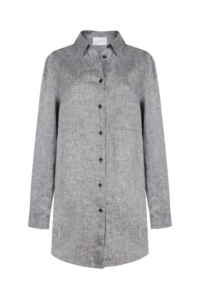 Shop Asceno Milan Charcoal Organic Linen Shirt In Grey