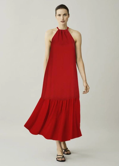 Shop Asceno Ibiza Poppy Red Linen Maxi Dress In Printed