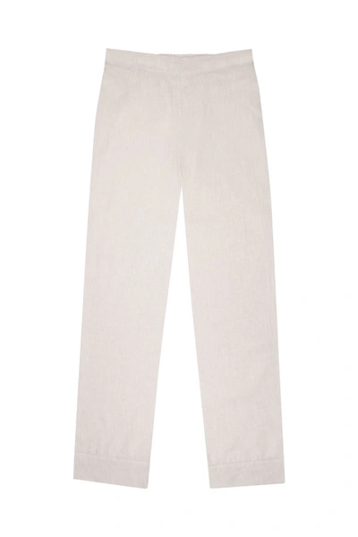 Shop Asceno London Sand Linen Pyjama Trouser In Printed