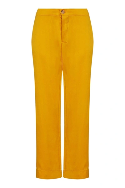 Shop Asceno Antibes Sunflower Silk Cropped Trouser In Printed