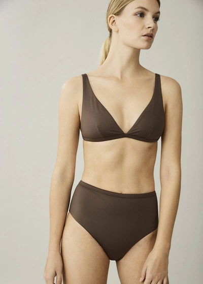 Shop Asceno Cannes Dusk Brown Bikini Top In Printed