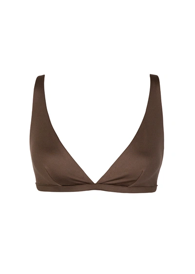 Shop Asceno Cannes Dusk Brown Bikini Top In Printed