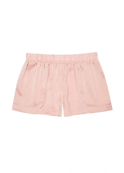 Shop Asceno London Pale Blush Silk Pyjama Shorts In Pink