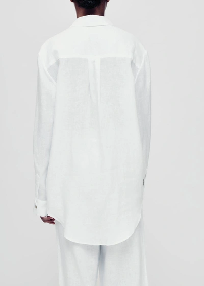 Shop Asceno London White Organic Linen Pyjama Top