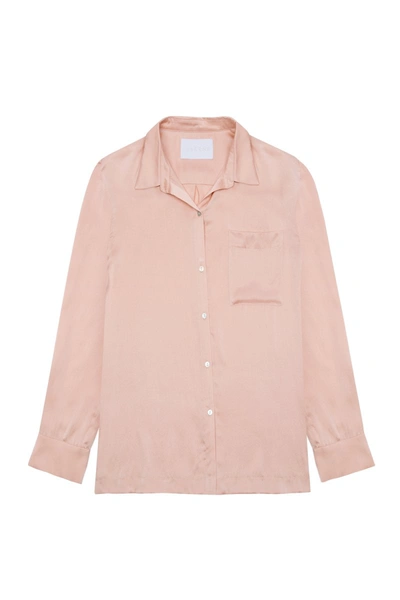 Shop Asceno London Pale Blush Silk Pyjama Shirt In Pink