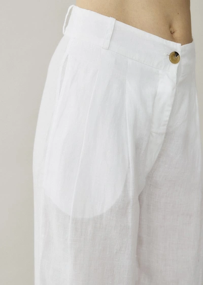 Shop Asceno Rivello White Organic Linen Wide Leg Trouser In Printed